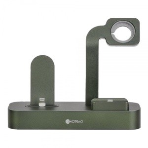 Док-станция CoteetCI 3-in-1 Charging Stand Base29 для iPhone / Apple Watch / AirPods Pro зелёная