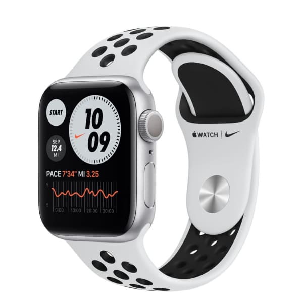 Apple Watch Series 6 NIKE+, 40 мм, корпус из алюминия серебристого цвета, спортивный ремешок