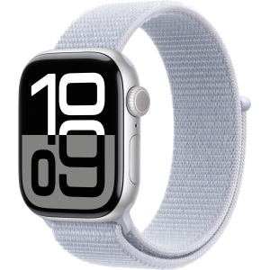 Apple Watch Series 10 42mm Silver Aluminum Case with Sport Loop, Blue Cloud