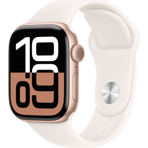 Apple Watch Series 10 46mm Rose Gold Aluminum Case with Sport Band, Light Blush