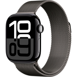 Apple Watch Series 10 42mm Jet Black Aluminum Case with Milanese Loop, Slate