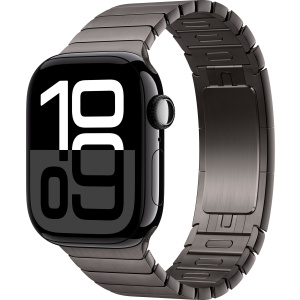 Apple Watch Series 10 42mm Jet Black Aluminum Case with Link Bracelet, Slate