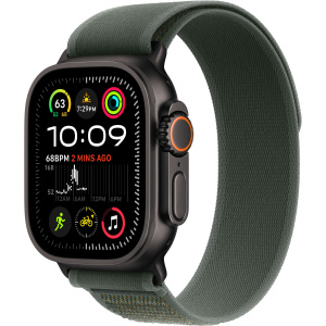 Apple Watch Ultra 2 (2024) 49mm Black Titanium Case with Green Trail Loop (S/M)