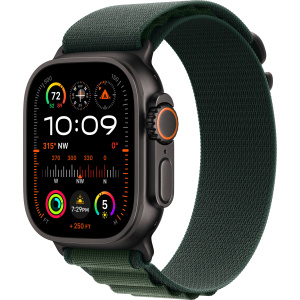 Apple Watch Ultra 2 (2024) 49mm Black Titanium Case with Dark Green Alpine Loop Small