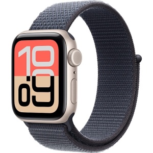 Apple Watch SE 3 40mm (2025) Starlight Aluminum Case with Sport Loop Anchor Blue