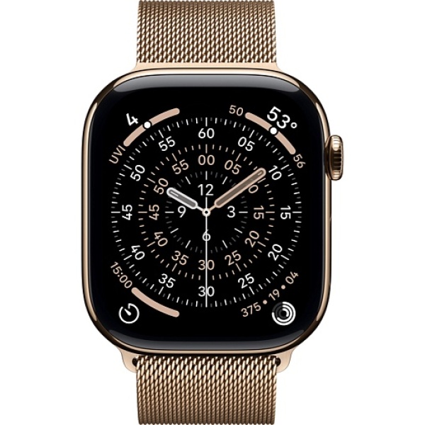 Apple Watch Series 11 46mm Gold Titanium Case with Milanese Loop Gold Apple Watch Series 11 46mm Gold Titanium Case with Milanese Loop Gold