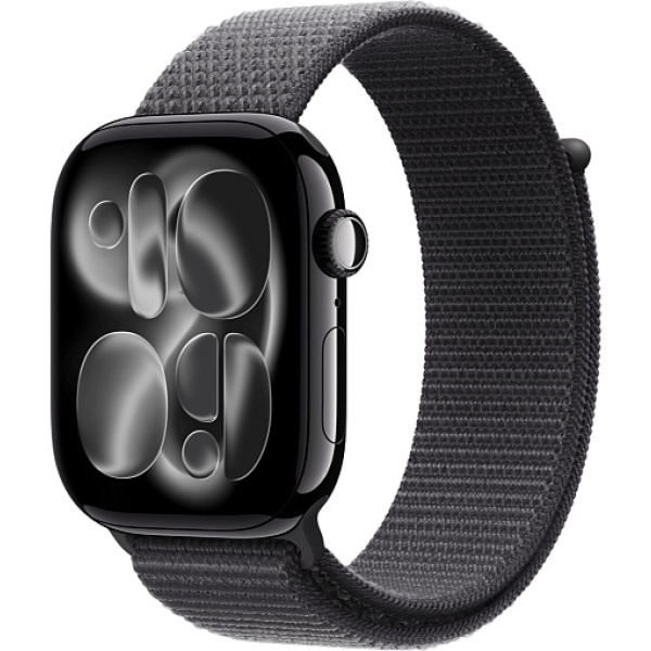 Apple Watch Series 11 46mm Jet Black Aluminum Case with Sport Loop Dark Gray