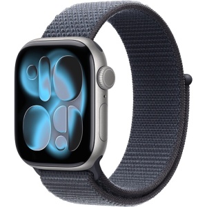 Apple Watch Series 11 42mm Space Gray Aluminum Case with Sport Loop Anchor Blue