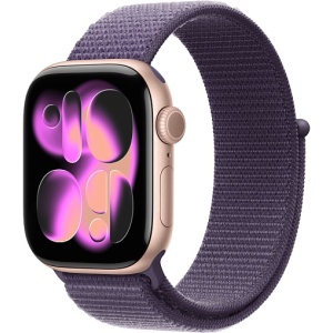 Apple Watch Series 11 42mm Rose Gold Aluminum Case with Sport Loop Purple Fog