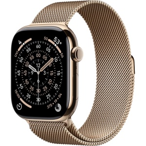 Apple Watch Series 11 46mm Gold Titanium Case with Milanese Loop Gold