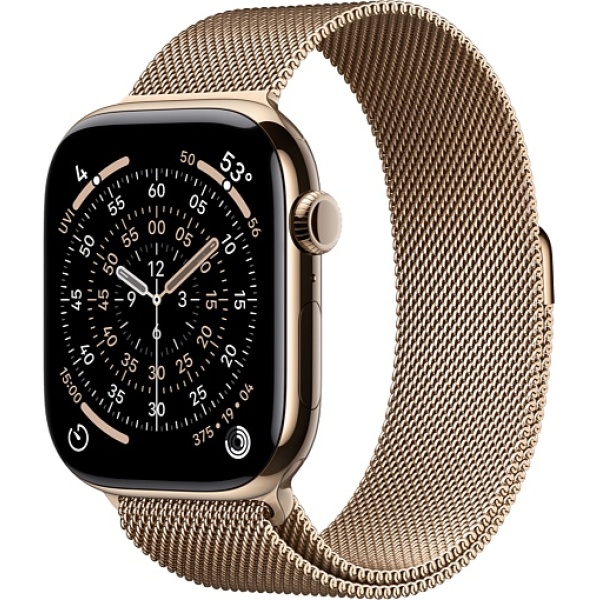 Apple Watch Series 11 46mm Gold Titanium Case with Milanese Loop Gold