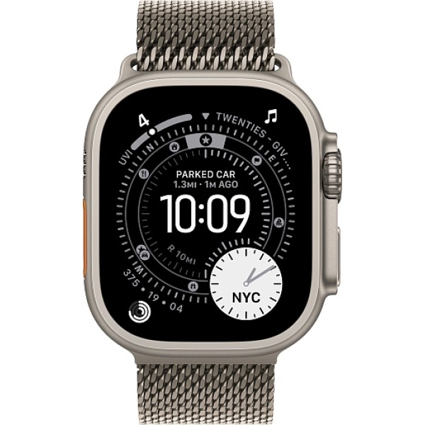 Apple Watch Ultra 3 (2025) 49mm Natural Titanium Case with Natural Titanium Milanese Loop Small Apple Watch Ultra 3 (2025) 49mm Natural Titanium Case with Natural Titanium Milanese Loop Small