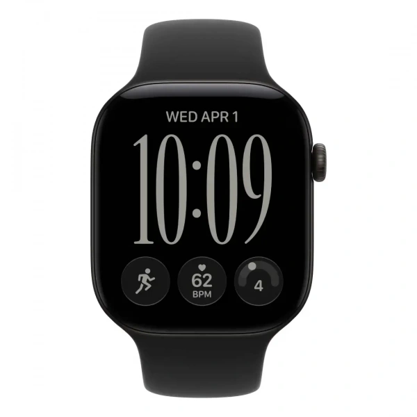 Apple Watch Series 12 GPS 46 мм Black / Black Sport Band — общий вид