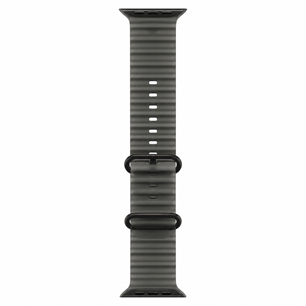 Apple Watch Ultra 4 49 мм Black Titanium — крупный план ремешка Translucent Black Ocean Band