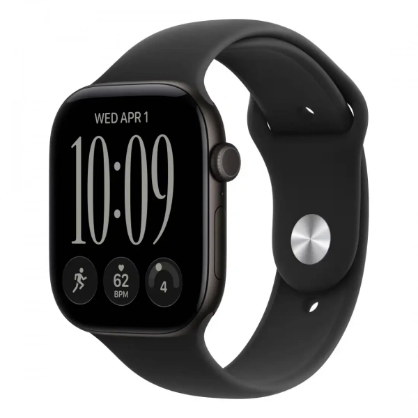 Apple Watch Series 12 42 мм Black с Black Sport Band — ракурс три четверти