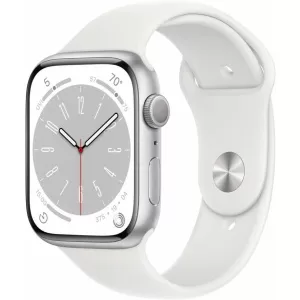 Apple Watch Series 8 45mm Silver Aluminum Case with Sport Band, White