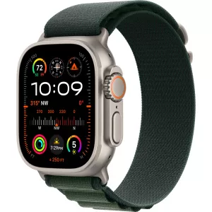 Apple Watch Ultra 2 (2024) 49mm Natural Titanium Case with Dark Green Alpine Loop Medium