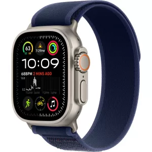 Apple Watch Ultra 2 (2024) 49mm Natural Titanium Case with Blue Trail Loop (M/L)