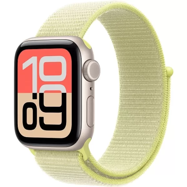 Umnye chasy Apple Watch SE 3 40mm (2025) Starlight Aluminum Case with Sport Loop Neon Yellow