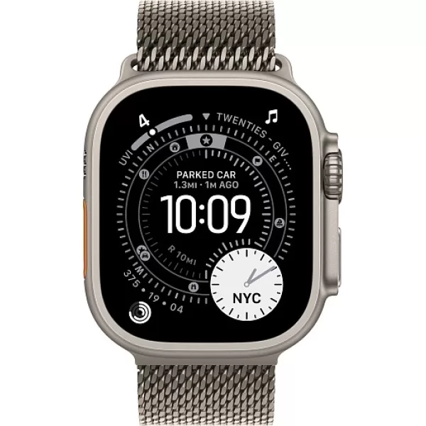 Apple Watch Ultra 3 (2025) 49mm Natural Titanium Case with Natural Titanium Milanese Loop Small Apple Watch Ultra 3 (2025) 49mm Natural Titanium Case with Natural Titanium Milanese Loop Small