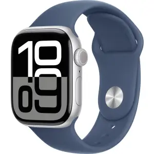 Apple Watch Series 10 42mm Silver Aluminum Case with Sport Band, Denim Apple Watch Series 10 42mm Silver Aluminum Case with Sport Band, Denim